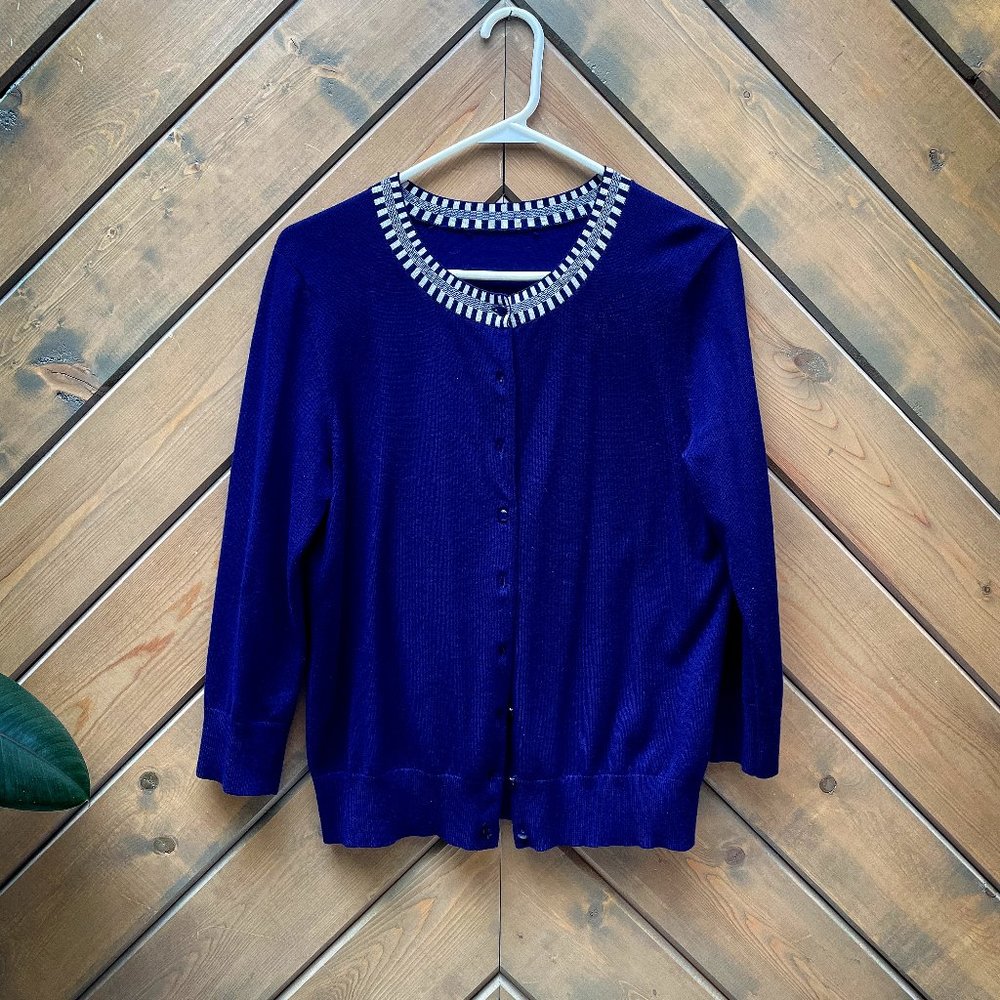 Beautiful royal blue/white sweater